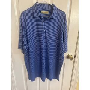 Donald Ross Blue & White Striped Performance Sport Golf Polo Shirt Men's Size XL